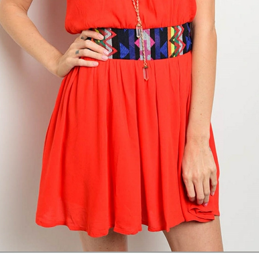 💖Last S SIZE💜BEAUTIFUL BOHO RED DRESS New WOT❤ - Picture 6 of 6